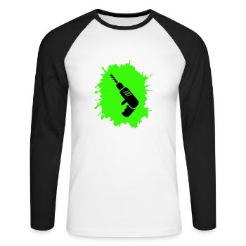 Artisan des perceuses Blobs - T-shirt baseball manches longues Homme - blanc/noir - Devant - Nik (191cm)