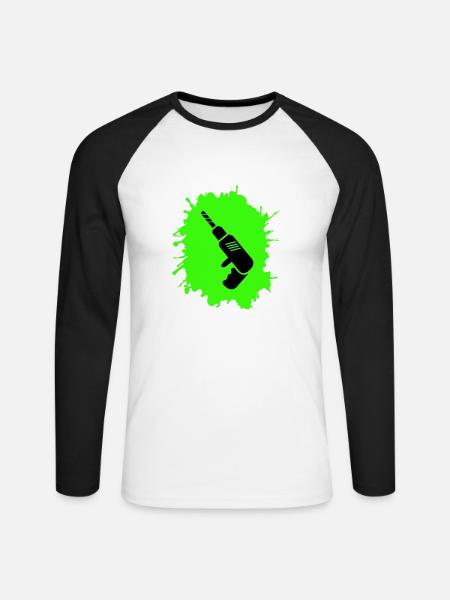 Drill Blobs Craftsman - Unisex Long Sleeve Baseball T-Shirt - white/black