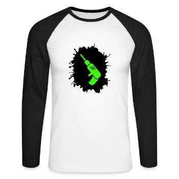 Artisan des perceuses Blobs - T-shirt baseball manches longues Homme - blanc/noir - Devant - Nik (191cm)