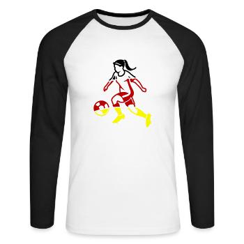 Woman Football Team Germany - Unisex Long Sleeve Baseball T-Shirt - white/black - Front - Nik (191cm)