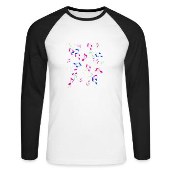 Sheet music, colorful notes, colorful,pink - Unisex Long Sleeve Baseball T-Shirt - white/black - Front - Nik (191cm)