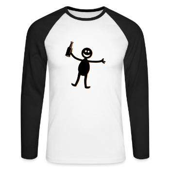 Silhouette de fête de la bière - T-shirt baseball manches longues Homme - blanc/noir - Devant - Nik (191cm)