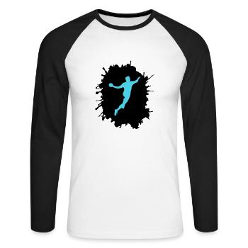 Éclaboussures de handball - T-shirt baseball manches longues Homme - blanc/noir - Devant - Nik (191cm)