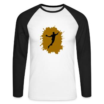Éclaboussures de handball - T-shirt baseball manches longues Homme - blanc/noir - Devant - Nik (191cm)