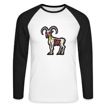 Mountain Goat Halloween Animal - Unisex Long Sleeve Baseball T-Shirt - white/black - Front - Nik (191cm)