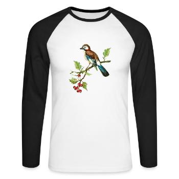 Oiseau coloré - T-shirt baseball manches longues Homme - blanc/noir - Devant - Nik (191cm)