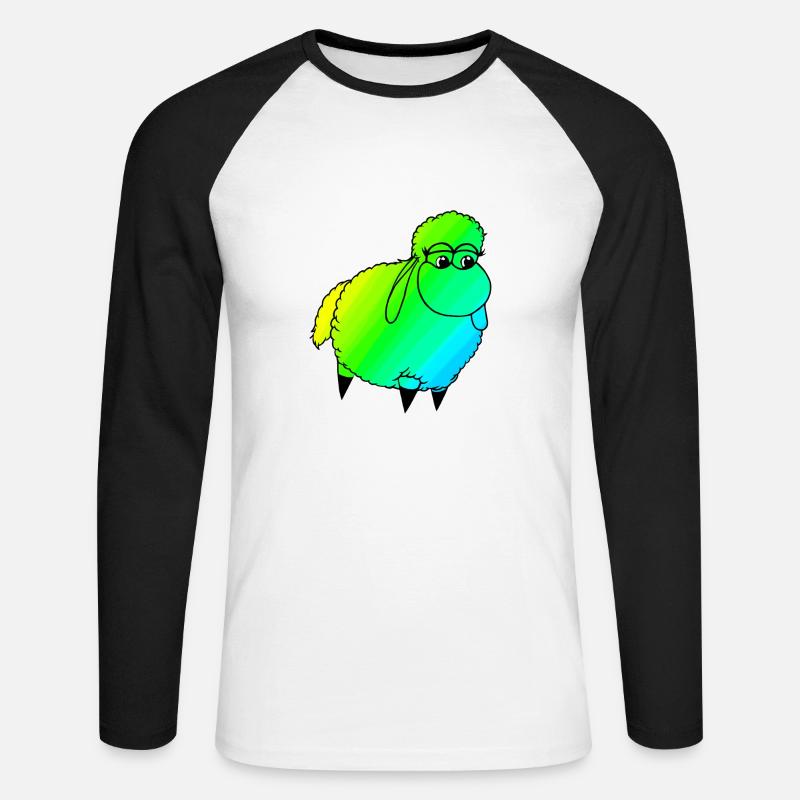 Wolly Sheeeepling Retro wave - Unisex Baseballshirt langarm - Weiß/Schwarz
