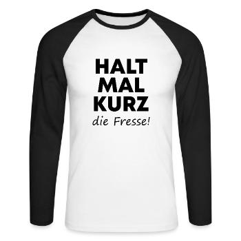 Lustiger Spruch Bild Witzig Humor Geschenkidee - Unisex Baseballshirt langarm - Weiß/Schwarz - Vorne - Nik (191cm)