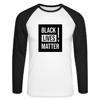 Black Lives Matter ! - T-shirt baseball manches longues Homme - blanc/noir - Devant - Nik (191cm)