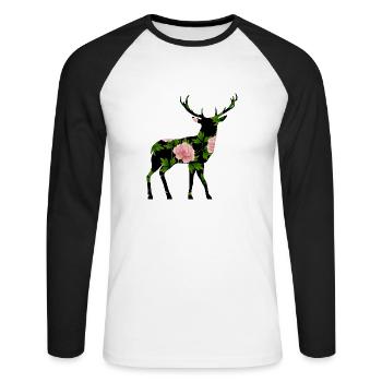 Cerf - T-shirt baseball manches longues Homme - blanc/noir - Devant - Nik (191cm)