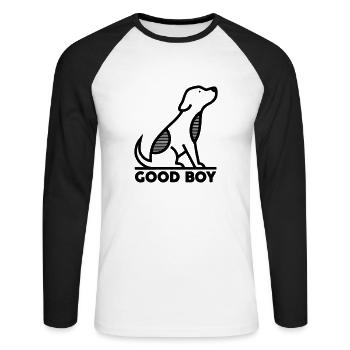 guter Junge - Unisex Baseballshirt langarm - Weiß/Schwarz - Vorne - Nik (191cm)