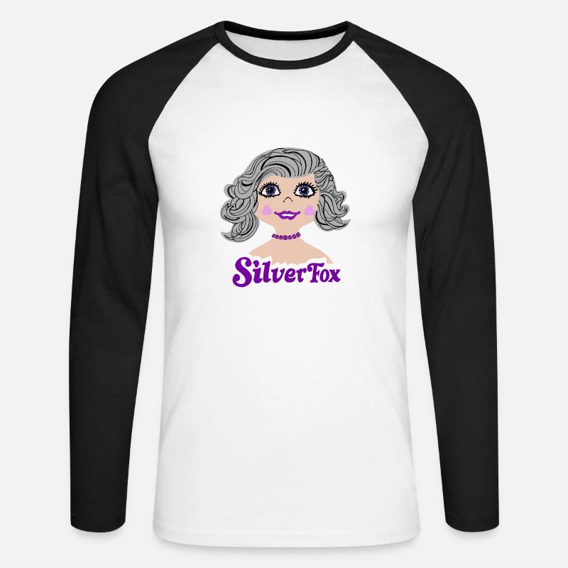 Silverfox Graue Haare Nostalgie - Unisex Baseballshirt langarm - Weiß/Schwarz