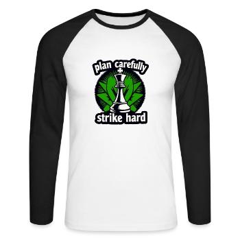 Schach plan carefully strike hard - Unisex Long Sleeve Baseball T-Shirt - white/black - Front - Nik (191cm)