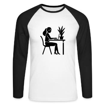Learning, Studying, Working - Unisex Long Sleeve Baseball T-Shirt - white/black - Front - Nik (191cm)
