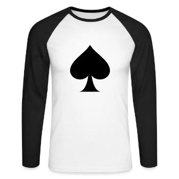 Pik Symbol - Unisex Baseballshirt langarm - Weiß/Schwarz - Vorne - Nik (191cm)