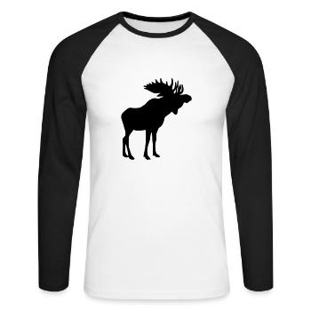 Stattlicher schwedischer Elch Älg Moose Schweden - Unisex Baseballshirt langarm - Weiß/Schwarz - Vorne - Nik (191cm)