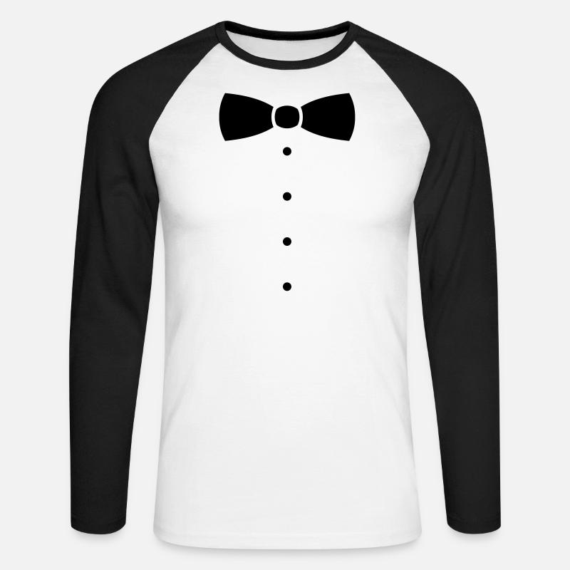 Fliege oder Krawatte Kostüm. - Unisex Baseballshirt langarm - Weiß/Schwarz