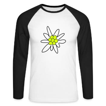 Edelweiss, fleur - T-shirt baseball manches longues Homme - blanc/noir - Devant - Nik (191cm)