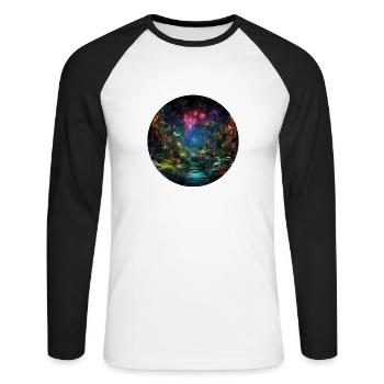 Dynamic Neon Journeys: The World of Neon Jungle - Unisex Long Sleeve Baseball T-Shirt - white/black - Front - Nik (191cm)