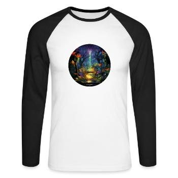 Urban Neon Adventure: Discover the Neon Jungle - Unisex Long Sleeve Baseball T-Shirt - white/black - Front - Nik (191cm)