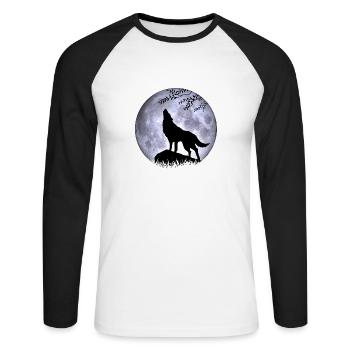 Wolf Full Moon Halloween Night Nightmare Nightmare - Unisex Long Sleeve Baseball T-Shirt - white/black - Front - Nik (191cm)