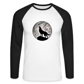Wolf Full Moon Halloween Night Nightmare Nightmare - Unisex Long Sleeve Baseball T-Shirt - white/black - Front - Nik (191cm)