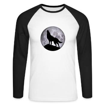 Wolf Full Moon Halloween Night Nightmare Nightmare - Unisex Long Sleeve Baseball T-Shirt - white/black - Front - Nik (191cm)