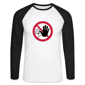 signs do not enter - Unisex Long Sleeve Baseball T-Shirt - white/black - Front - Nik (191cm)