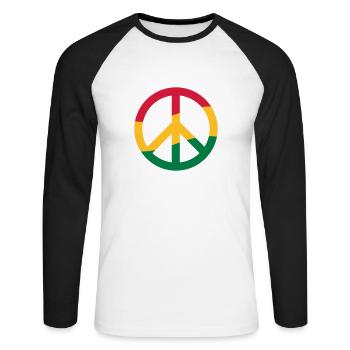 Peacezeichen Rastafari Reggae Musik Frieden Pace - Unisex Baseballshirt langarm - Weiß/Schwarz - Vorne - Nik (191cm)