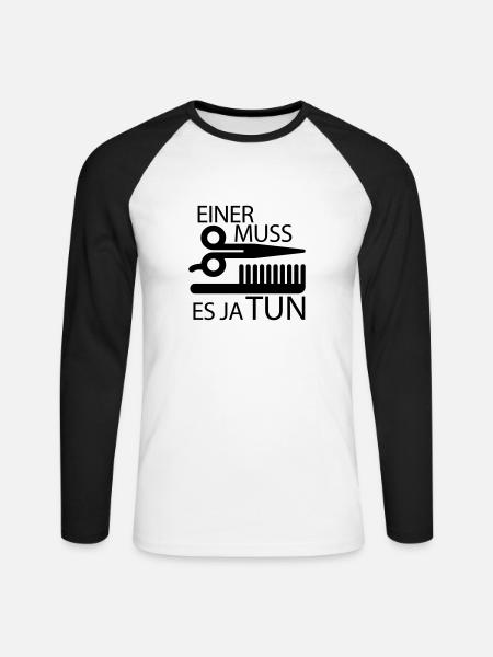 Friseur - Unisex Baseballshirt langarm - Weiß/Schwarz
