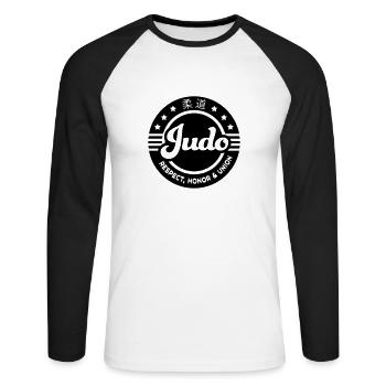 judo - T-shirt baseball manches longues Homme - blanc/noir - Devant - Nik (191cm)