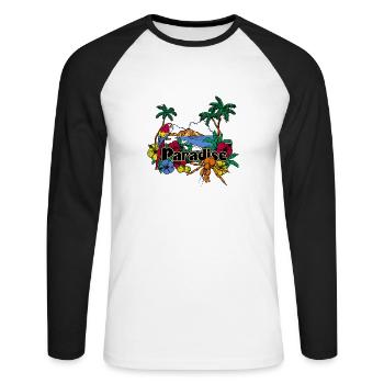 paradis 2 - T-shirt baseball manches longues Homme - blanc/noir - Devant - Nik (191cm)