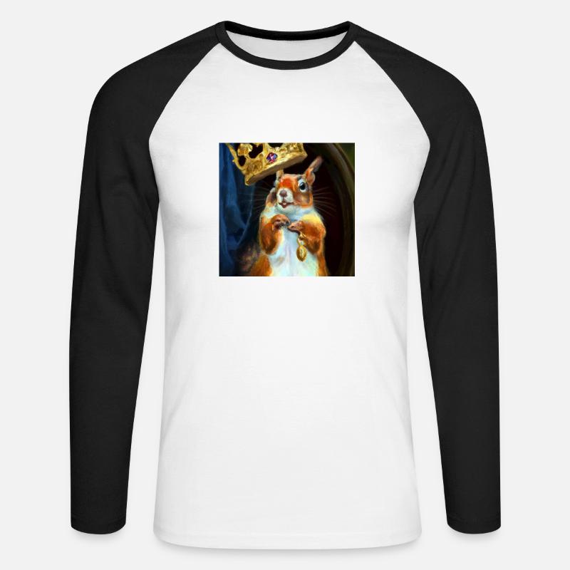 König Eichhörnchen - Unisex Baseballshirt langarm - Weiß/Schwarz