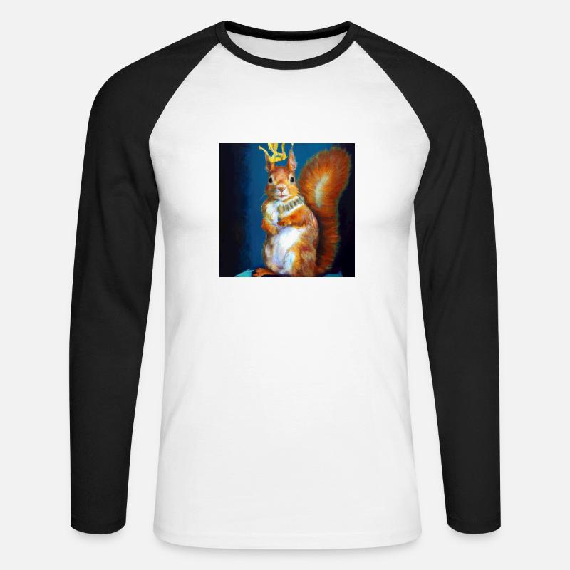 Königin Eichhörnchen - Unisex Baseballshirt langarm - Weiß/Schwarz