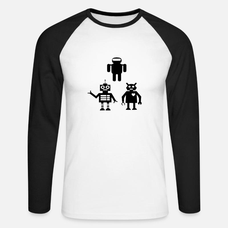 Roboter Android - Unisex Baseballshirt langarm - Weiß/Schwarz
