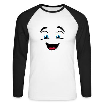Visage rieur - T-shirt baseball manches longues Homme - blanc/noir - Devant - Nik (191cm)