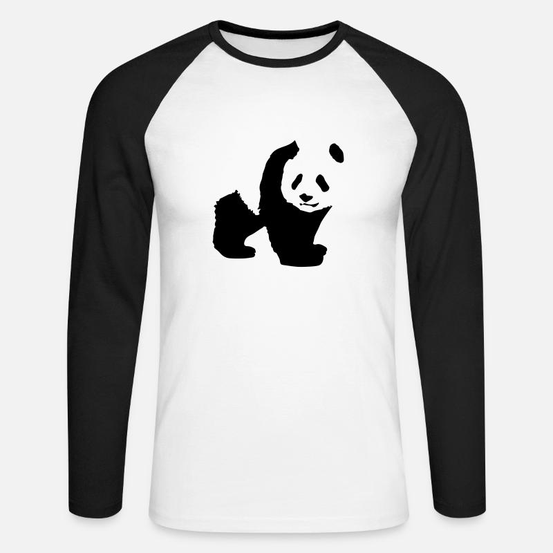 panda - Unisex Baseballshirt langarm - Weiß/Schwarz