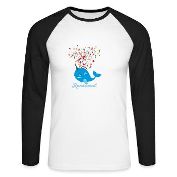 karnewal,wal,konfetti,karneval,walfisch - Unisex Baseballshirt langarm - Weiß/Schwarz - Vorne - Nik (191cm)