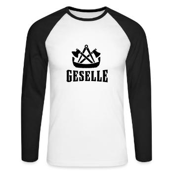 Zimmermann Zeichen Symbol Wappen Geselle Geschenk - Unisex Baseballshirt langarm - Weiß/Schwarz - Vorne - Nik (191cm)