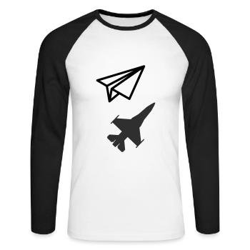 Paper airplane - Keeping your child's soul - Unisex Long Sleeve Baseball T-Shirt - white/black - Front - Nik (191cm)