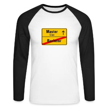 Ortsausgangsschild Bachelor Master - T-shirt baseball manches longues Homme - blanc/noir - Devant - Nik (191cm)