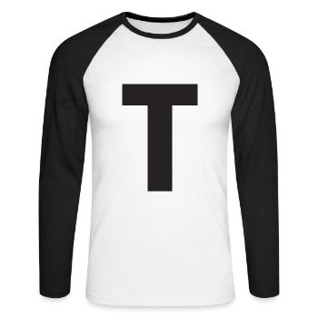 T - Unisex Baseballshirt langarm - Weiß/Schwarz - Vorne - Nik (191cm)
