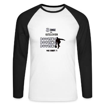 Bowling Hobby Sport Spiel Bowlingspieler Bowlen - Unisex Baseballshirt langarm - Weiß/Schwarz - Vorne - Nik (191cm)