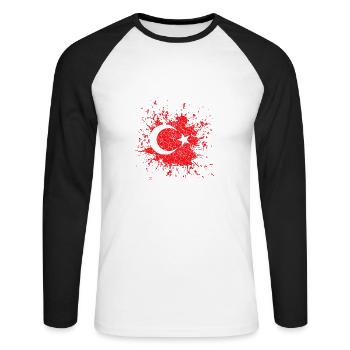 Türkei - Unisex Baseballshirt langarm - Weiß/Schwarz - Vorne - Nik (191cm)