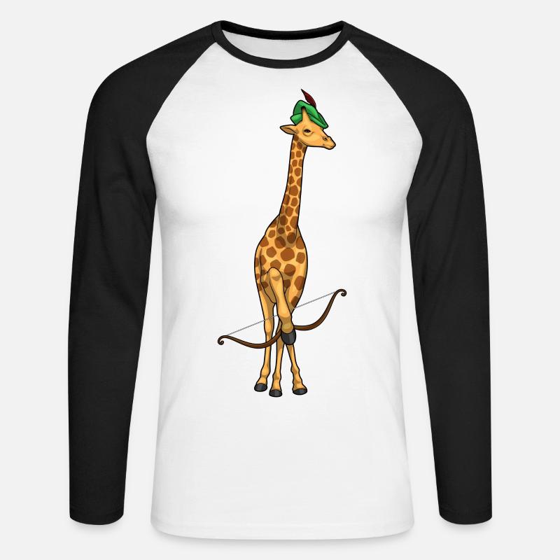 Giraffe Bogenschütze Bogen - Unisex Baseballshirt langarm - Weiß/Schwarz