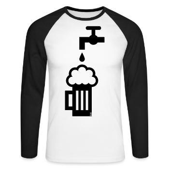 Beer Mug & Tap (Keg Beer / Draught Beer / Black) - Unisex Long Sleeve Baseball T-Shirt - white/black - Front - Nik (191cm)