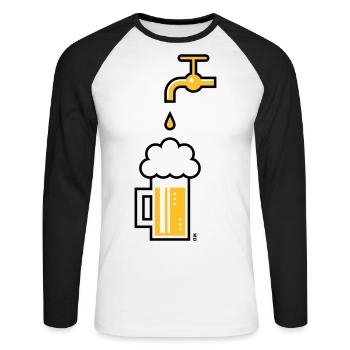 Beer Mug & Tap (Keg Beer / Draught Beer / 2C) - Unisex Long Sleeve Baseball T-Shirt - white/black - Front - Nik (191cm)