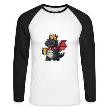 Dragon Bière Drôle - T-shirt baseball manches longues Homme - blanc/noir - Devant - Nik (191cm)