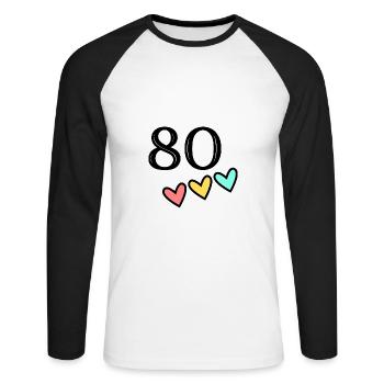 80 YEARS. 80th ANNIVERSARY. ANNIVERSARY 80 YEARS. 80 - Unisex Long Sleeve Baseball T-Shirt - white/black - Front - Nik (191cm)