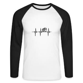 Herzschlag für stolze Elefanten - Unisex Baseballshirt langarm - Weiß/Schwarz - Vorne - Nik (191cm)
